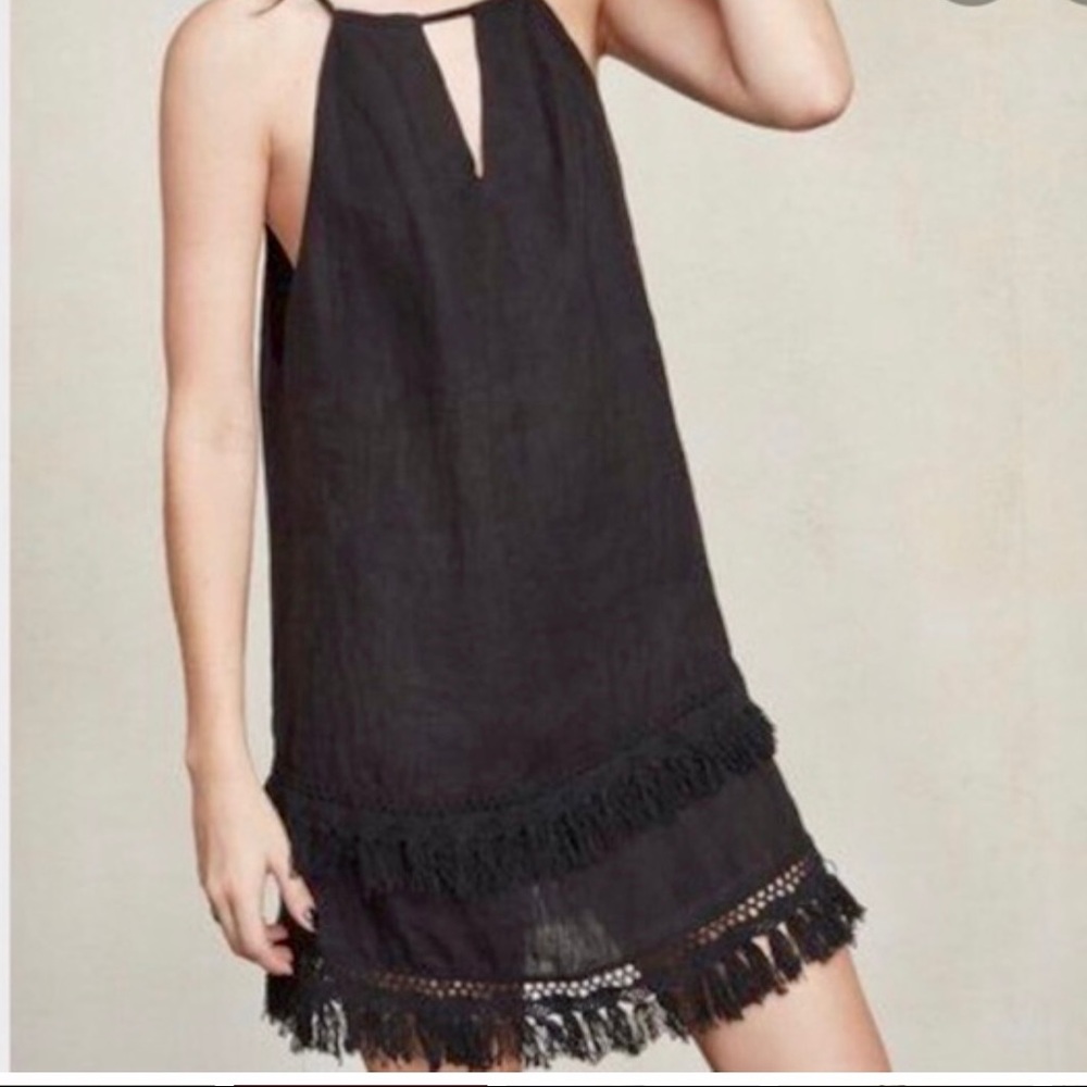✨HP!✨ REFORMATION Linen Crochet Fringe Mini Dress